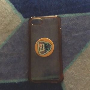 iPhone case with a stitch pop socket that says weird but cute